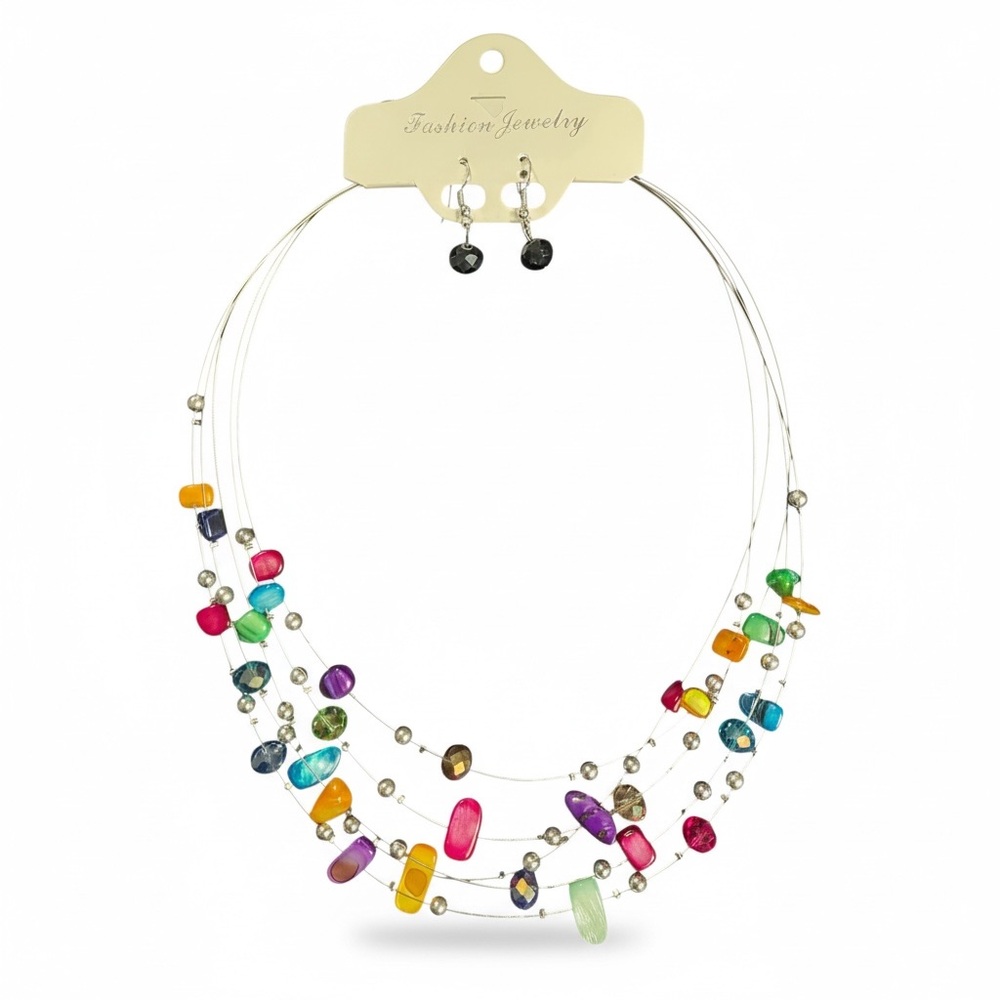 Fashion Jewelry Vibrant Gem Necklace Set
